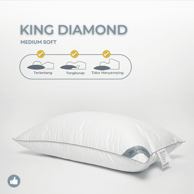 Bantal Bulu Angsa Type King Diamond 100% Down | 50x90 cm